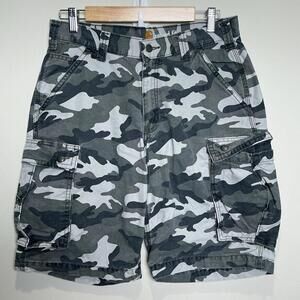Carhartt Cargo Shorts Mens 31 Gray Camo Relaxed‎ Fit 100% Cotton Workwear 100279